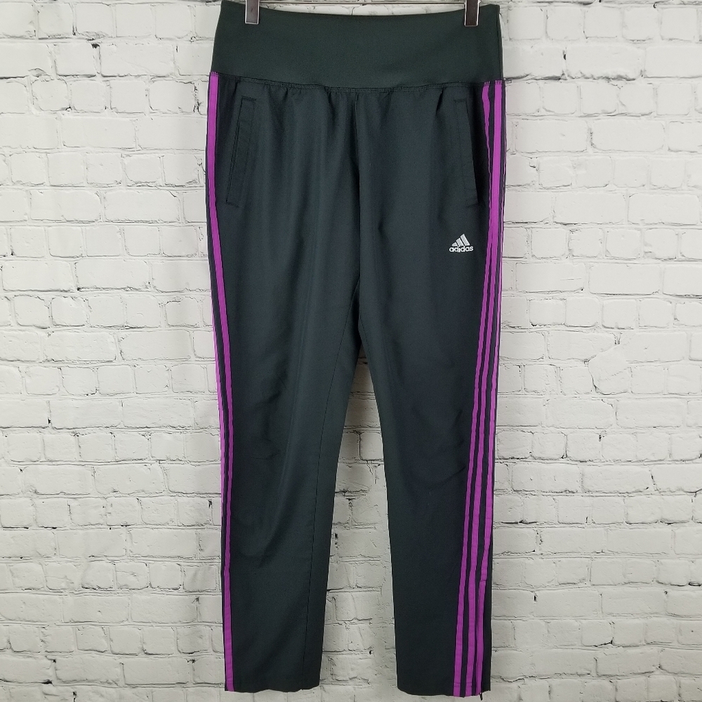 ADIDAS | pink stripe gray athletic track pants
